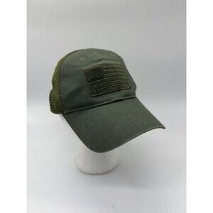 Highland Tactical Hat Cap Snap Back One Size Green Mesh Trucker USA Flag Mens